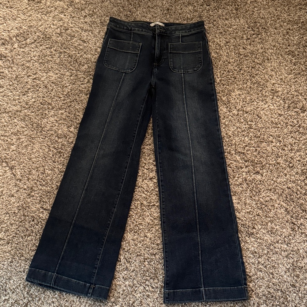 LC Lauren Conrad Dark Denim Wide-Leg Jeans (High waisted)